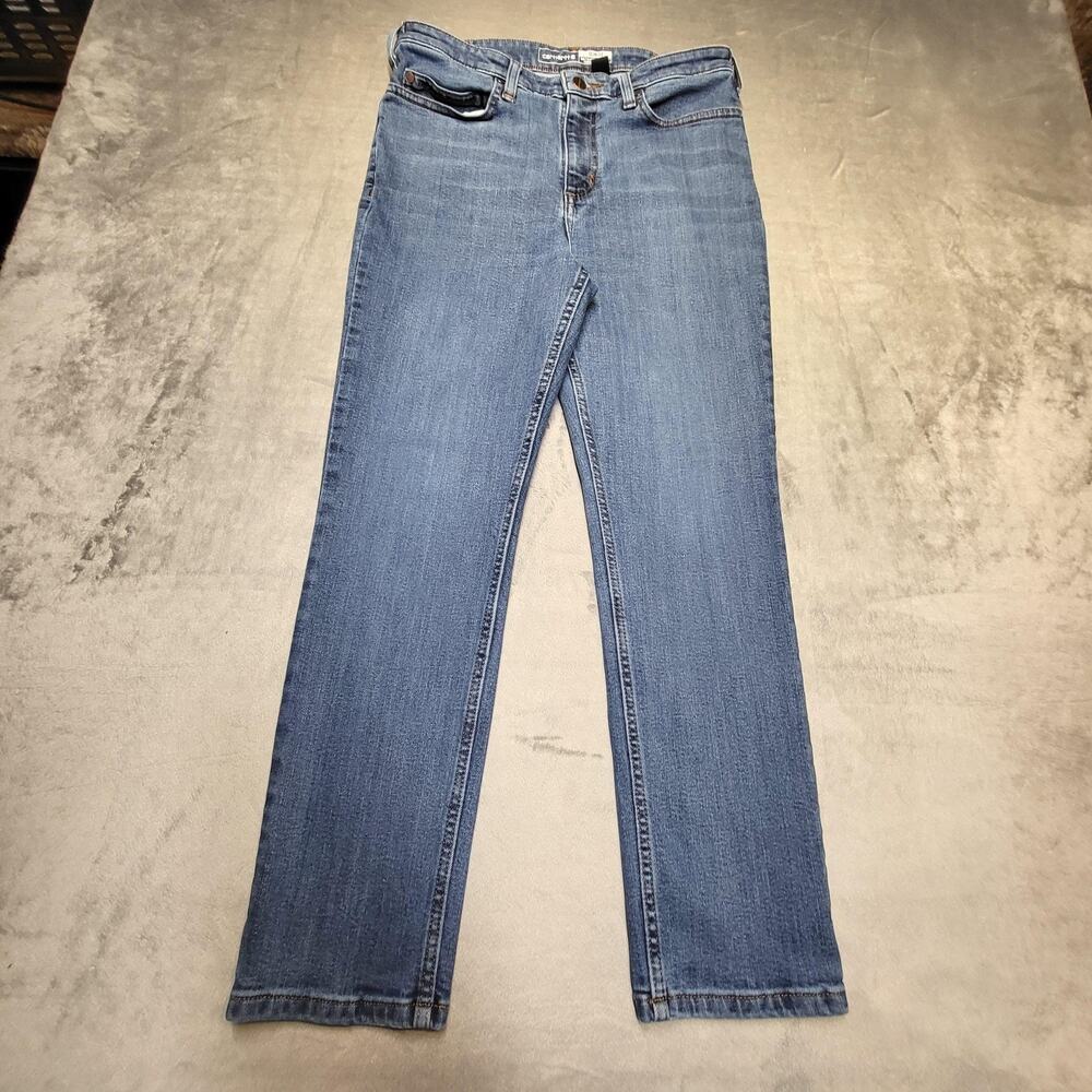 Carhartt Jeans Womens 10 Short Blue Slim Fit Stretch Denim Casual Workwear